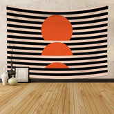 Lofaris Black Stripe And Sun Bohemian Family Wall Tapestry